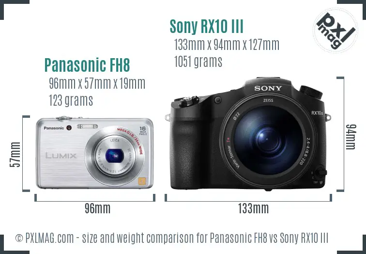 Panasonic FH8 vs Sony RX10 III size comparison