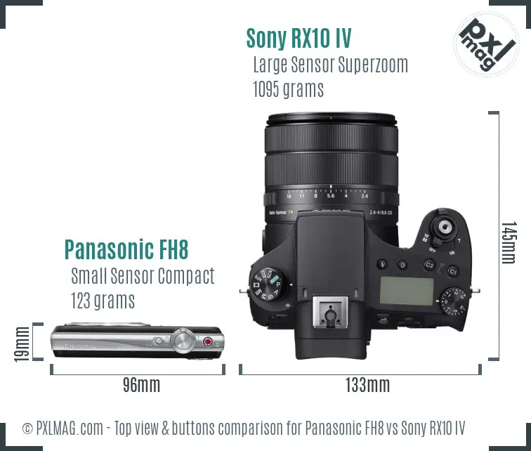 Panasonic FH8 vs Sony RX10 IV top view buttons comparison