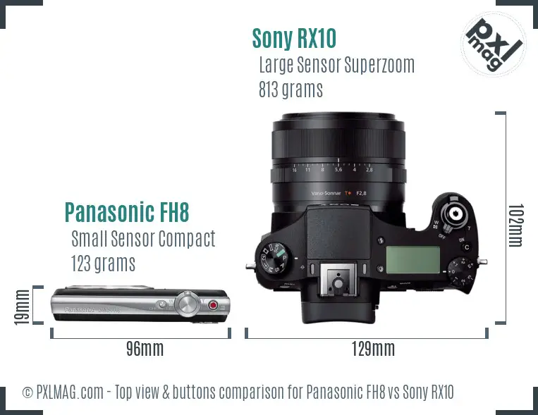 Panasonic FH8 vs Sony RX10 top view buttons comparison