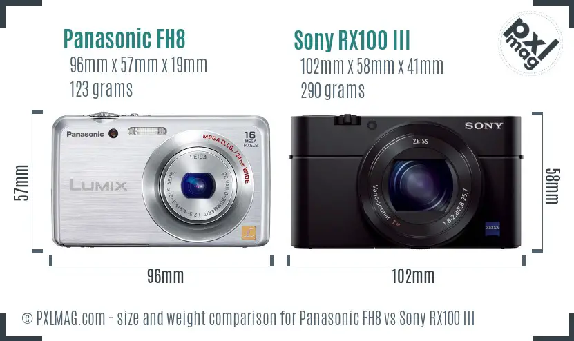 Panasonic FH8 vs Sony RX100 III size comparison