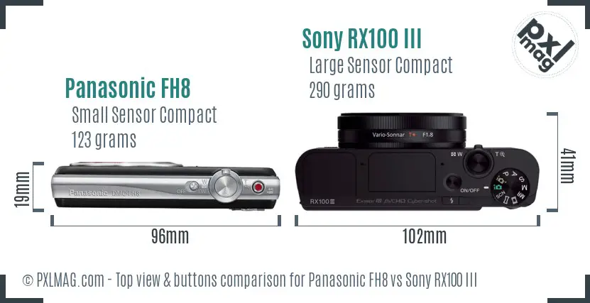 Panasonic FH8 vs Sony RX100 III top view buttons comparison