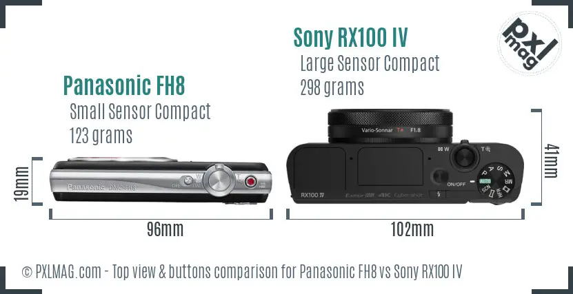 Panasonic FH8 vs Sony RX100 IV top view buttons comparison