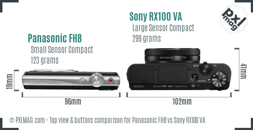 Panasonic FH8 vs Sony RX100 VA top view buttons comparison