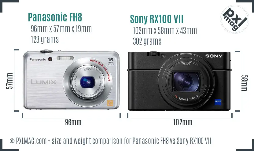 Panasonic FH8 vs Sony RX100 VII size comparison Panasonic FH8 vs Sony RX100 VII size comparison