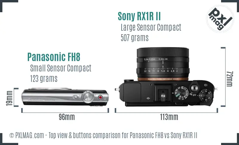 Panasonic FH8 vs Sony RX1R II top view buttons comparison