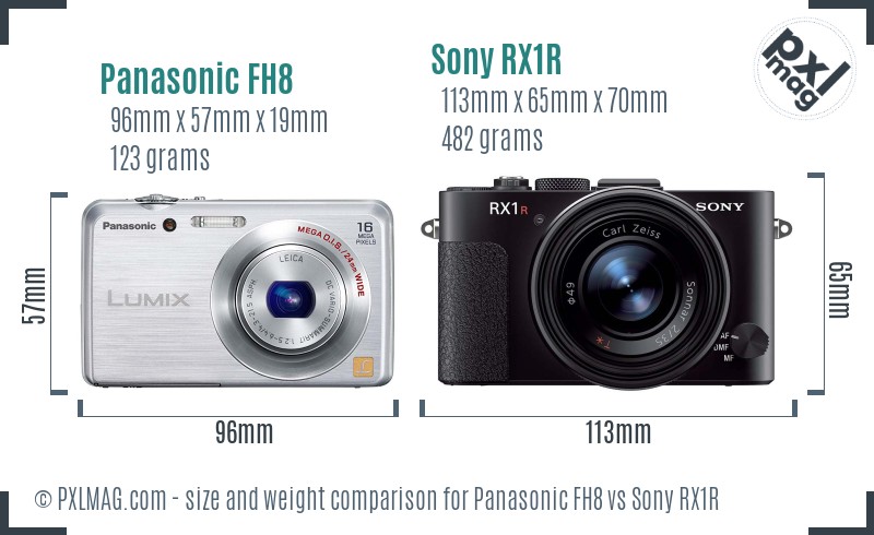 Panasonic FH8 vs Sony RX1R size comparison