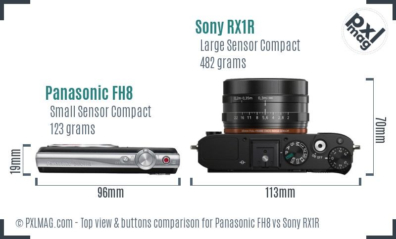 Panasonic FH8 vs Sony RX1R top view buttons comparison