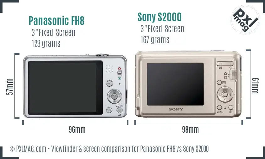 Panasonic FH8 vs Sony S2000 Screen and Viewfinder comparison Panasonic FH8 vs Sony S2000 Screen and Viewfinder comparison