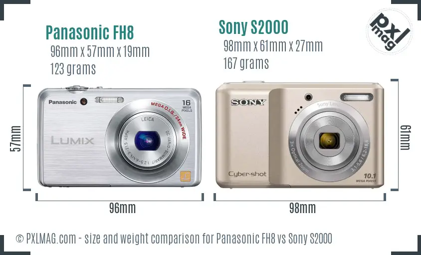 Panasonic FH8 vs Sony S2000 size comparison Panasonic FH8 vs Sony S2000 size comparison