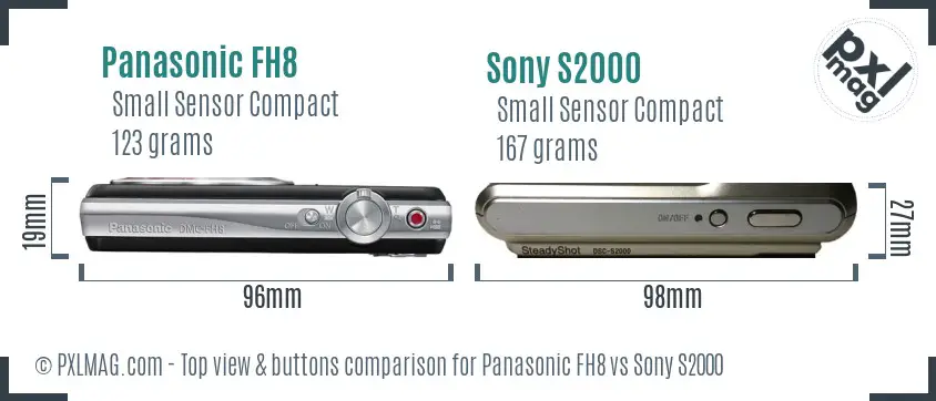 Panasonic FH8 vs Sony S2000 top view buttons comparison Panasonic FH8 vs Sony S2000 top view buttons comparison