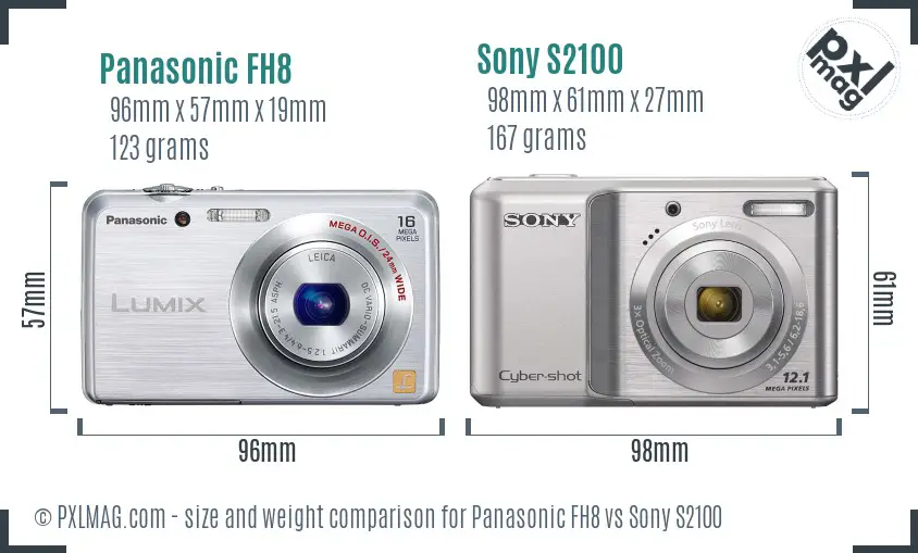 Panasonic FH8 vs Sony S2100 size comparison