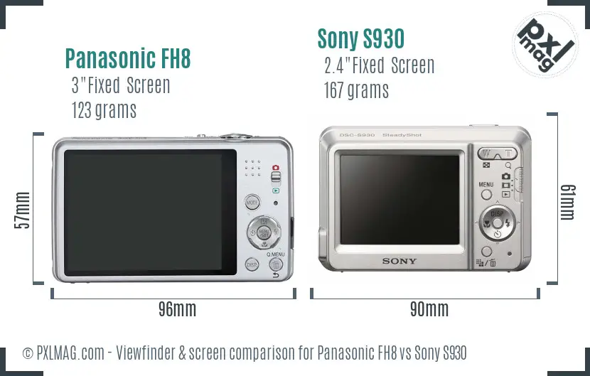 Panasonic FH8 vs Sony S930 Screen and Viewfinder comparison Panasonic FH8 vs Sony S930 Screen and Viewfinder comparison