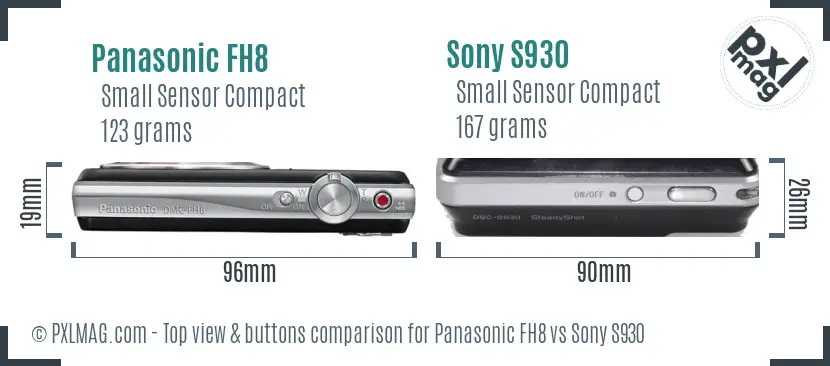 Panasonic FH8 vs Sony S930 top view buttons comparison Panasonic FH8 vs Sony S930 top view buttons comparison