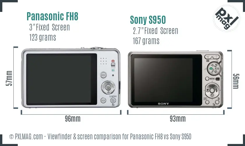 Panasonic FH8 vs Sony S950 Screen and Viewfinder comparison