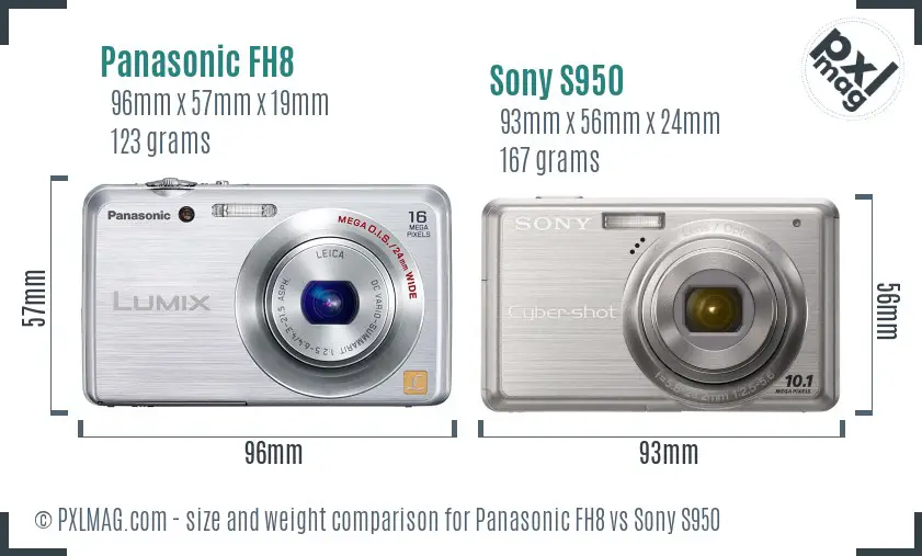 Panasonic FH8 vs Sony S950 size comparison