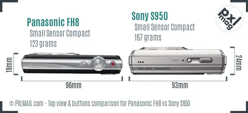 Panasonic FH8 vs Sony S950 top view buttons comparison