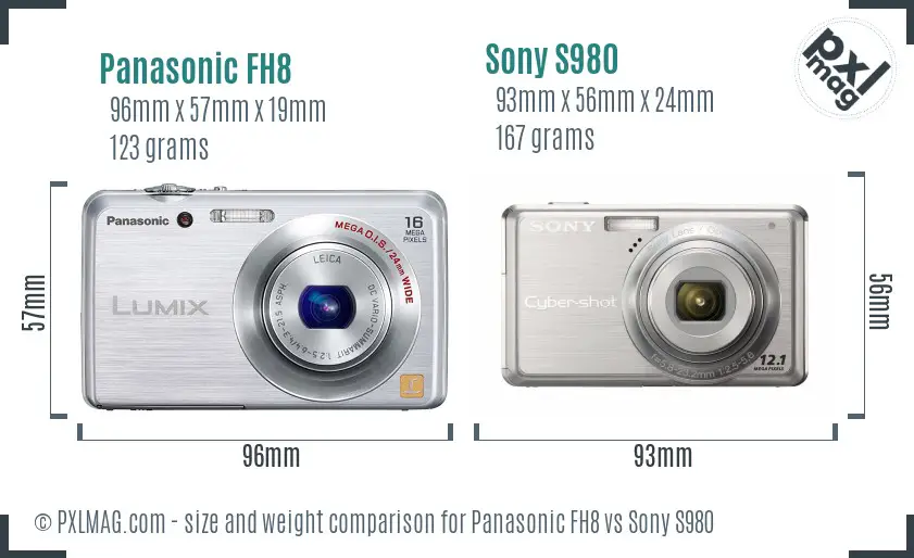 Panasonic FH8 vs Sony S980 size comparison