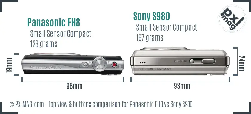 Panasonic FH8 vs Sony S980 top view buttons comparison
