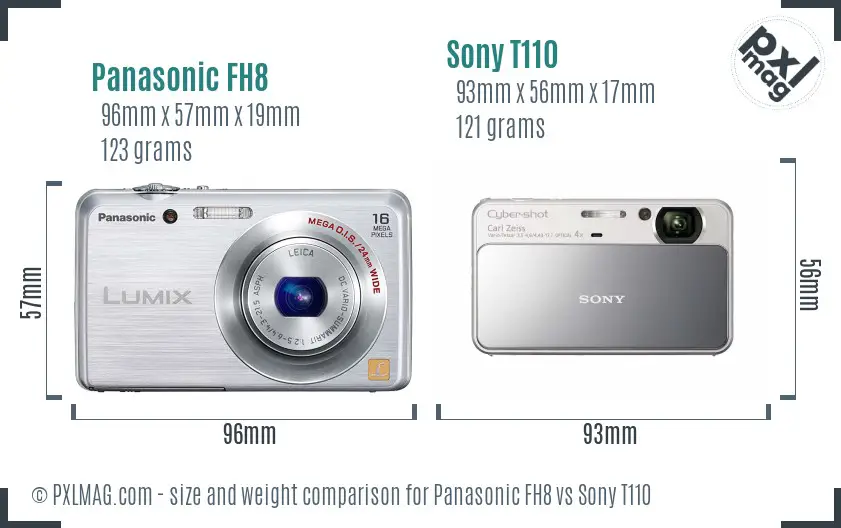 Panasonic FH8 vs Sony T110 size comparison