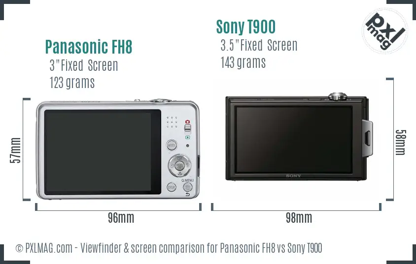 Panasonic FH8 vs Sony T900 Screen and Viewfinder comparison