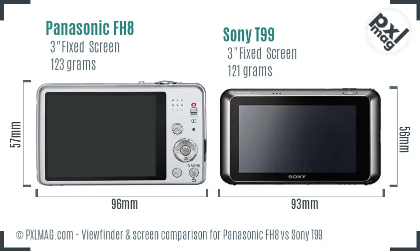 Panasonic FH8 vs Sony T99 Screen and Viewfinder comparison