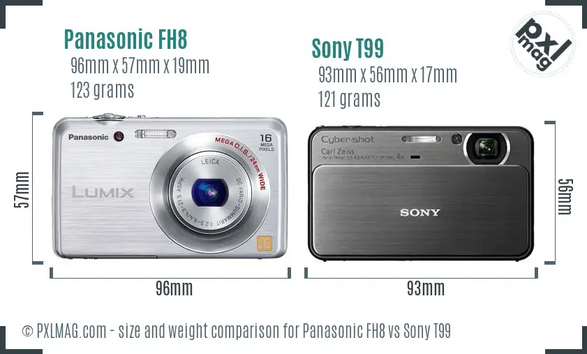 Panasonic FH8 vs Sony T99 size comparison