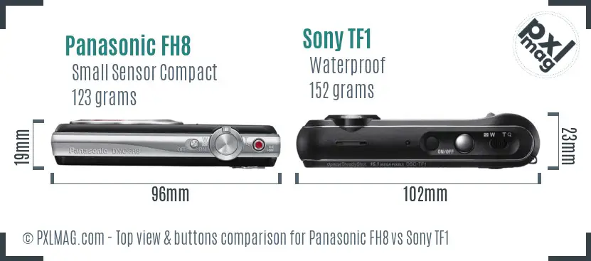 Panasonic FH8 vs Sony TF1 top view buttons comparison