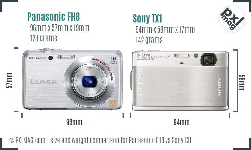 Panasonic FH8 vs Sony TX1 size comparison