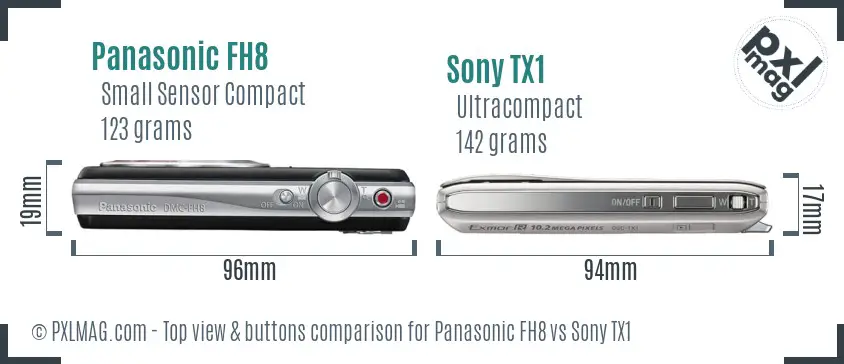 Panasonic FH8 vs Sony TX1 top view buttons comparison