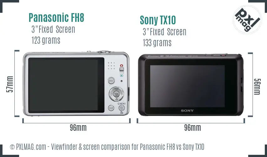 Panasonic FH8 vs Sony TX10 Screen and Viewfinder comparison