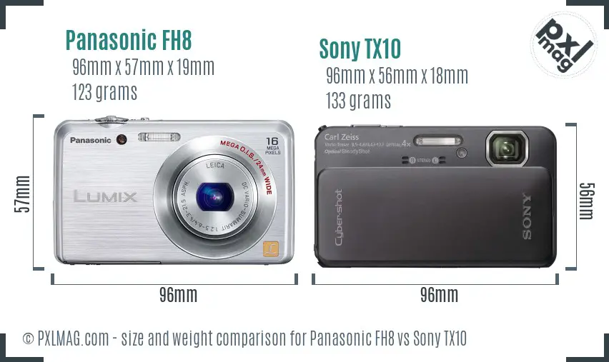 Panasonic FH8 vs Sony TX10 size comparison