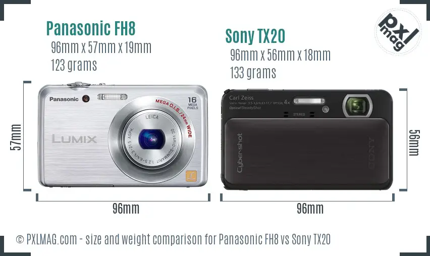 Panasonic FH8 vs Sony TX20 size comparison