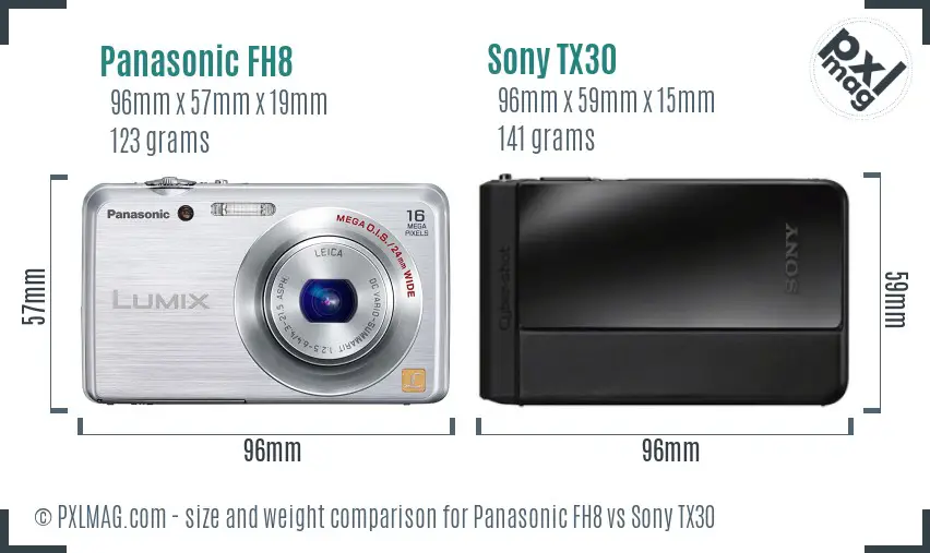 Panasonic FH8 vs Sony TX30 size comparison