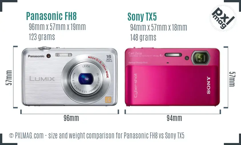 Panasonic FH8 vs Sony TX5 size comparison