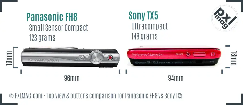 Panasonic FH8 vs Sony TX5 top view buttons comparison