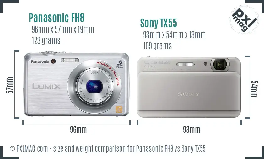 Panasonic FH8 vs Sony TX55 size comparison