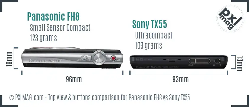 Panasonic FH8 vs Sony TX55 top view buttons comparison