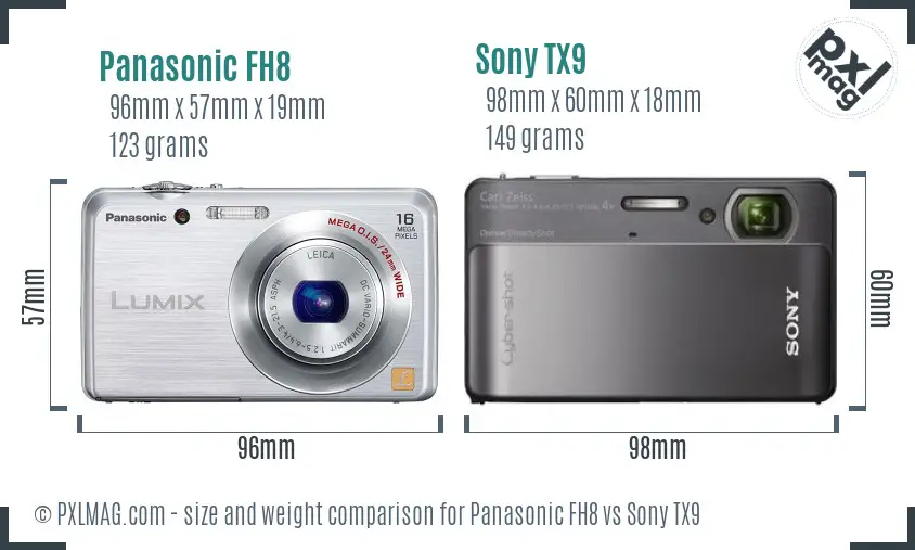 Panasonic FH8 vs Sony TX9 size comparison