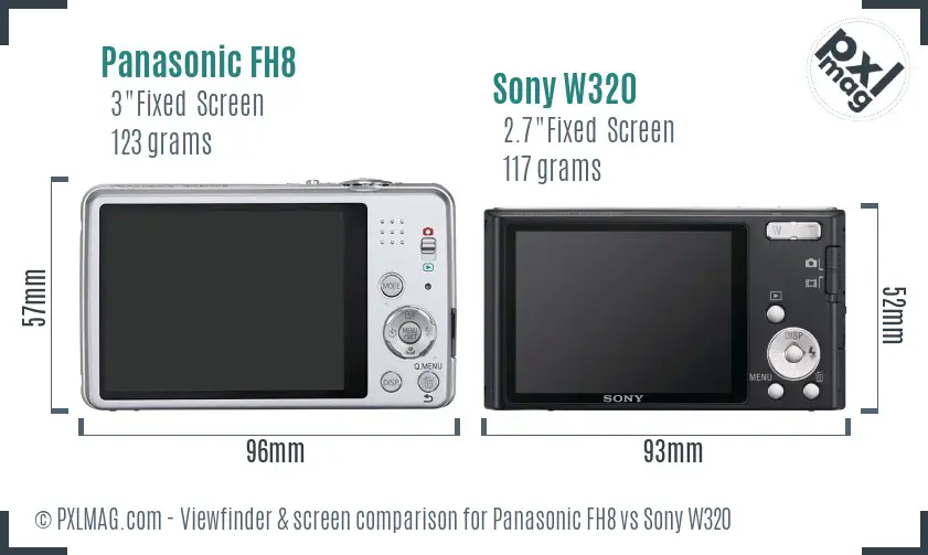 Panasonic FH8 vs Sony W320 Screen and Viewfinder comparison