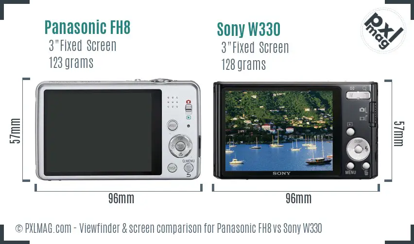 Panasonic FH8 vs Sony W330 Screen and Viewfinder comparison