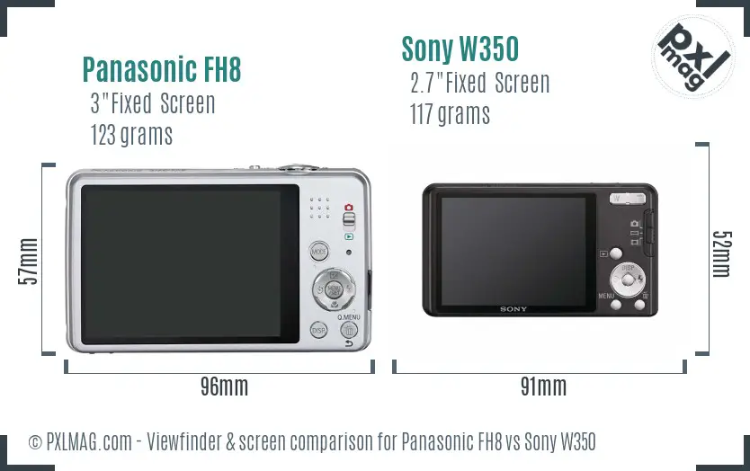 Panasonic FH8 vs Sony W350 Screen and Viewfinder comparison Panasonic FH8 vs Sony W350 Screen and Viewfinder comparison
