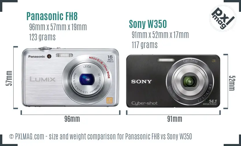 Panasonic FH8 vs Sony W350 size comparison Panasonic FH8 vs Sony W350 size comparison