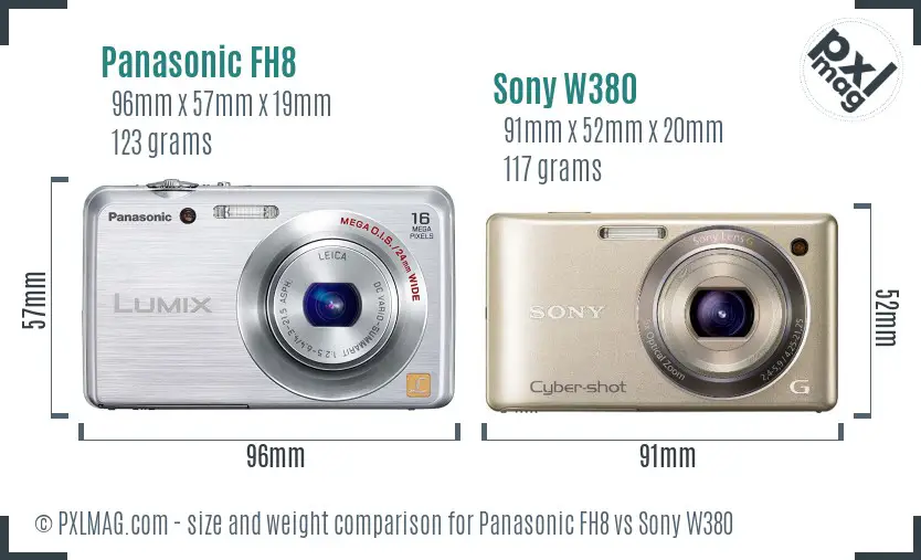 Panasonic FH8 vs Sony W380 size comparison
