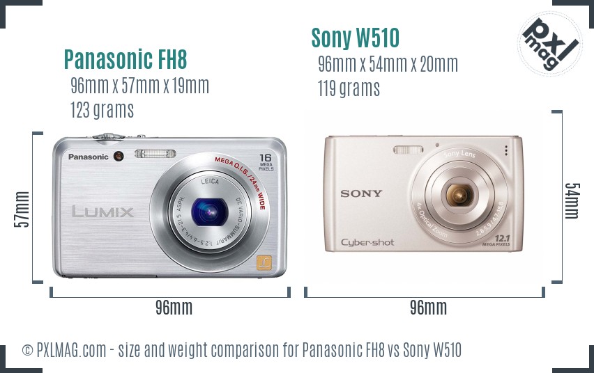 Panasonic FH8 vs Sony W510 size comparison Panasonic FH8 vs Sony W510 size comparison
