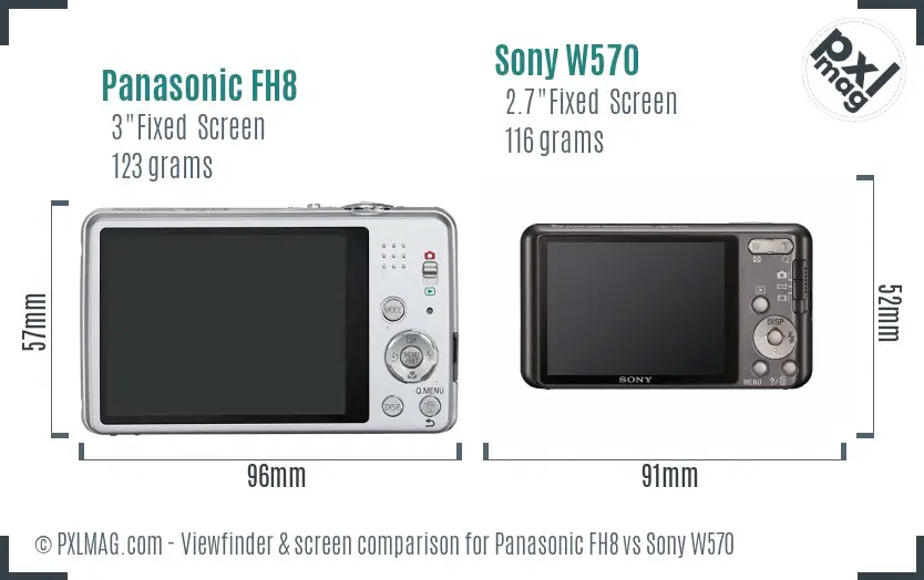 Panasonic FH8 vs Sony W570 Screen and Viewfinder comparison