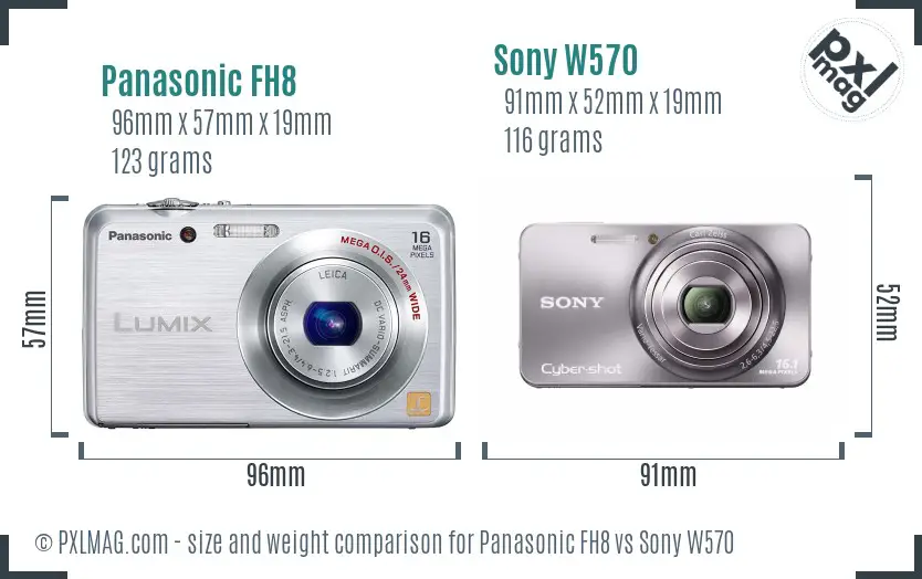 Panasonic FH8 vs Sony W570 size comparison