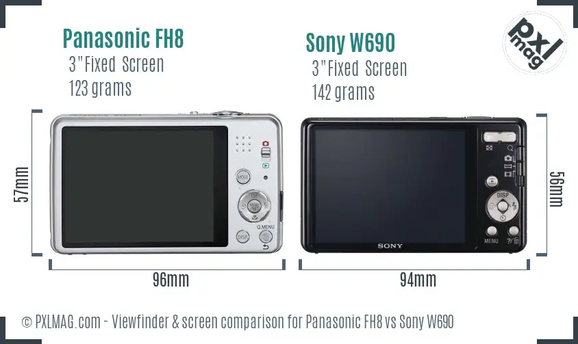 Panasonic FH8 vs Sony W690 Screen and Viewfinder comparison