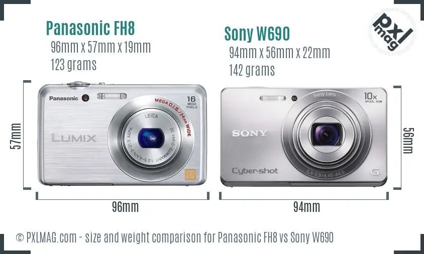 Panasonic FH8 vs Sony W690 size comparison