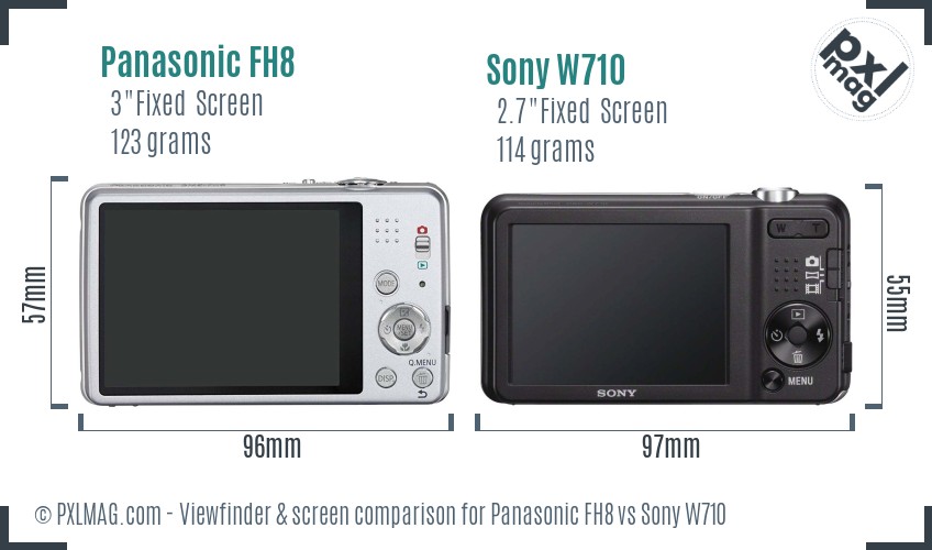 Panasonic FH8 vs Sony W710 Screen and Viewfinder comparison