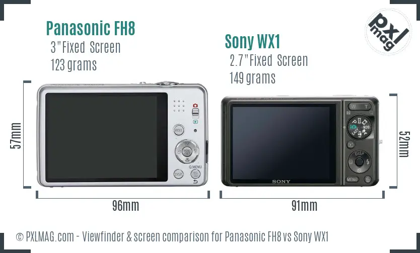 Panasonic FH8 vs Sony WX1 Screen and Viewfinder comparison